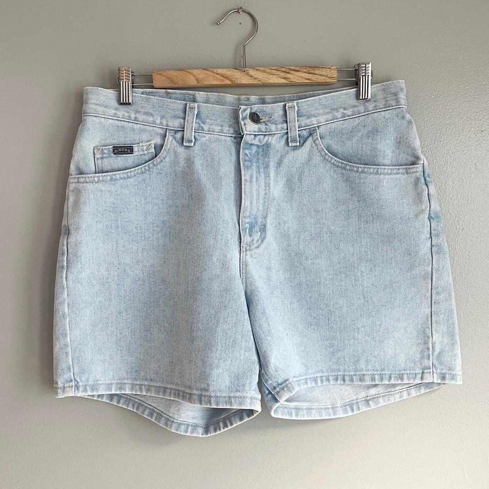 Lee Riders Jean Shorts Womens 14 Med Light Wash High Rise Mom Vintage 90s USA